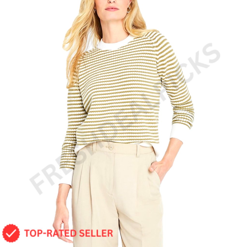 Cashmere Striped Crewneck Sweater Classic Elegant Minimal Chic Preppy Pullover